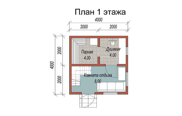 Сруб бани из бруса 4х4. фото
