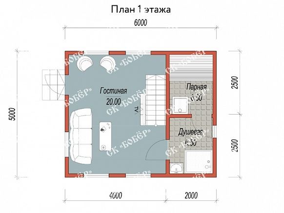 Сруб бани из бруса 5х7. фото