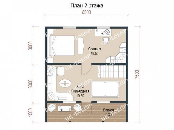 Дом с балконом из бруса 7х8. фото